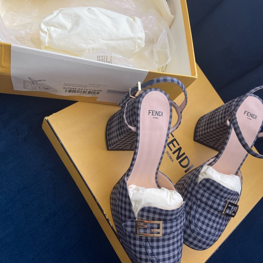 Fendi Sandalo Tessuto St. Vichy Heel